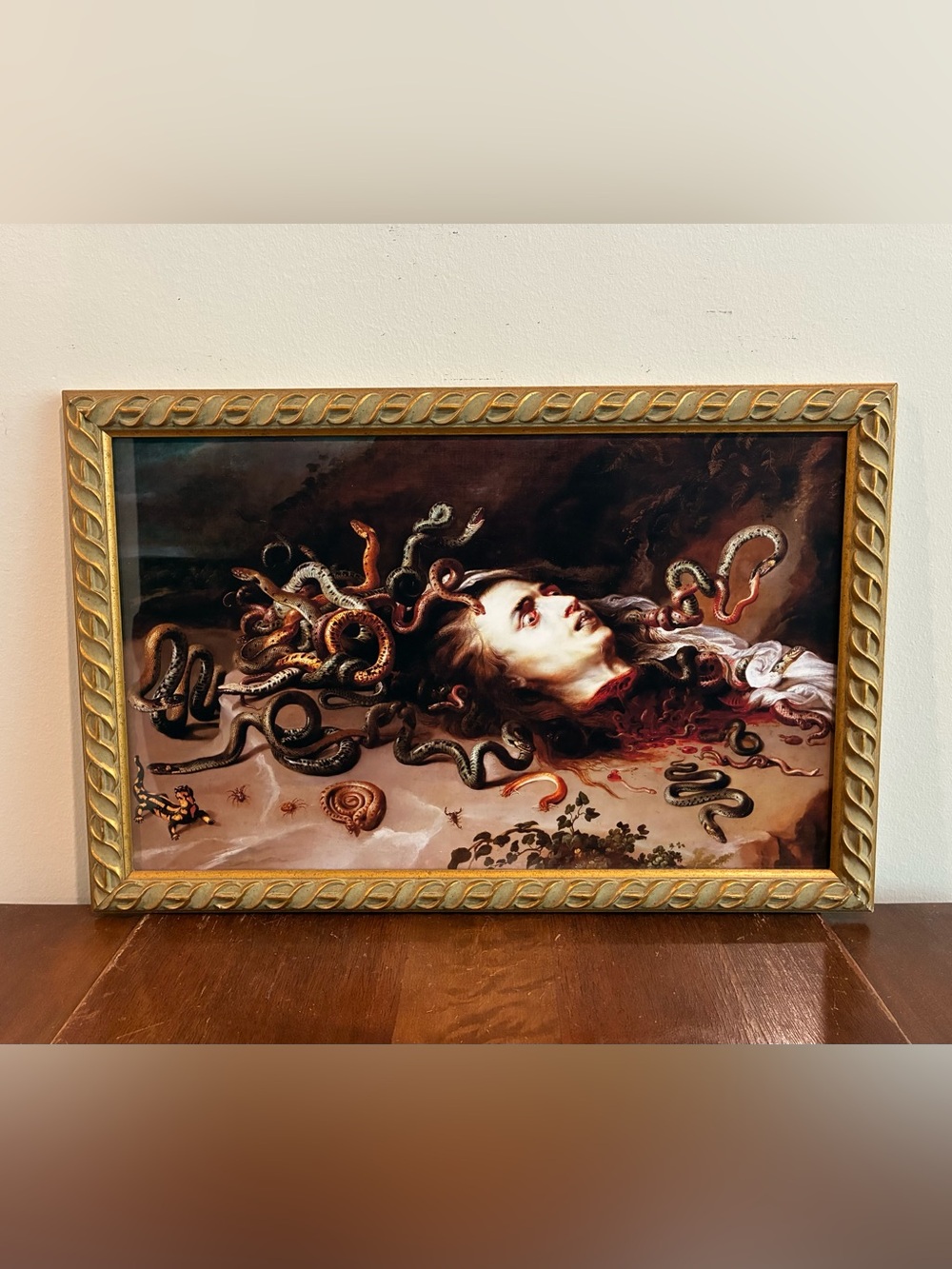 Rubens Medusa Head Ornate Gold Framed Print 17x11 Baroque Mythology Wall Art
